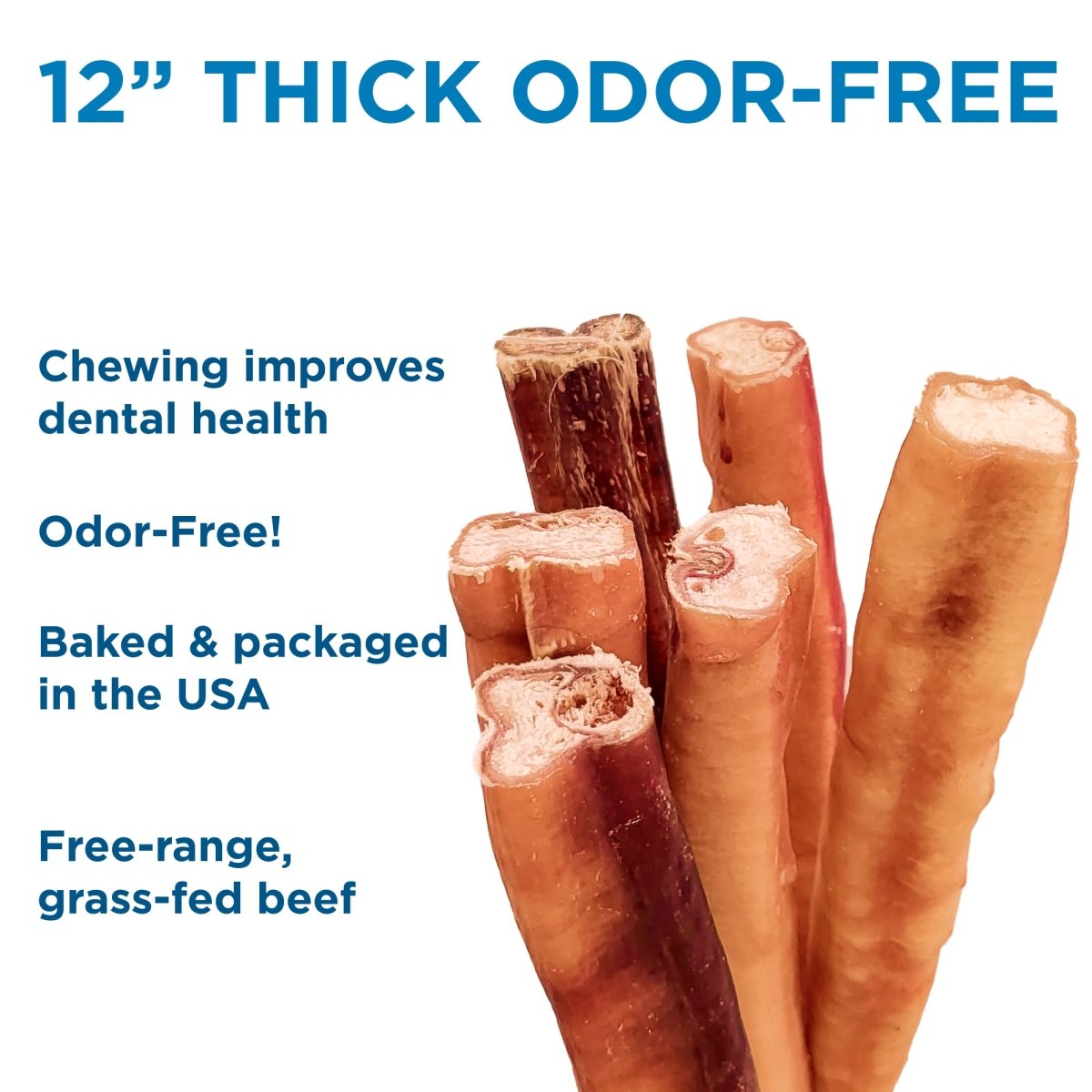 12 12-Inch Thick Odor-Free Bully Sticks for dogs from Best Bully Sticks.