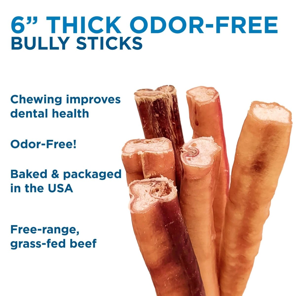 6 Best Bully Sticks' 6-Inch Thick Odor-Free Bully Sticks.