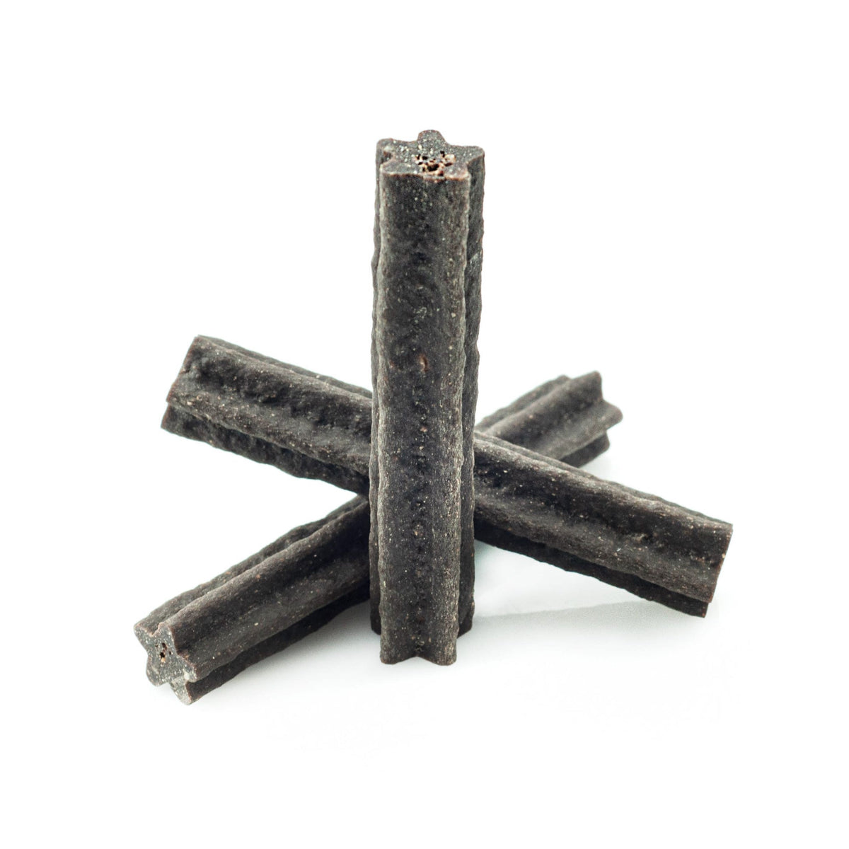 Three Doggie Dental Chews by Best Bully Sticks on a white background.