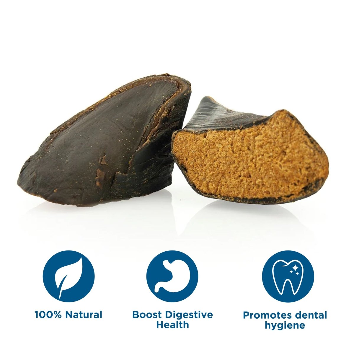 The ingredients of the Acai Stuffed Hoof from Best Bully Sticks are shown on a white background.